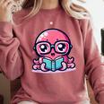 Adorable Book Lover Octopus With Reading Glasses Cute Comfort Colors Sweatshirt Orchid Adorable Book Lover Octopus With Reading Glasses Cute Comfort Colors Sweatshirt Orchid