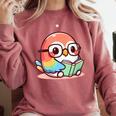Adorable Book Lover Parrot With Reading Glasses Cute Comfort Colors Sweatshirt Orchid