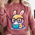 Adorable Book Lover Rabbit With Reading Glasses Cute Premium Comfort Colors Sweatshirt Orchid Adorable Book Lover Rabbit With Reading Glasses Cute Premium Comfort Colors Sweatshirt Orchid