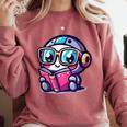 Adorable Book Lover Robot With Reading Glasses Cute Comfort Colors Sweatshirt Orchid Adorable Book Lover Robot With Reading Glasses Cute Comfort Colors Sweatshirt Orchid