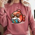 Adorable Book Lover Salmon With Reading Glasses Cute Comfort Colors Sweatshirt Orchid Adorable Book Lover Salmon With Reading Glasses Cute Comfort Colors Sweatshirt Orchid