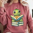Adorable Turtle Reading Books Comfort Colors Sweatshirt Orchid