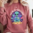 Alien Reader Reading Teacher Librarian Book Lover Comfort Colors Sweatshirt Orchid