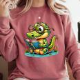 Alligator Reading a Book Animal Comfort Colors Sweatshirt Orchid Alligator Reading a Book Animal Comfort Colors Sweatshirt Orchid