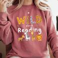 Animal Print Read A Book Character Kids Wild About Reading Comfort Colors Sweatshirt Orchid Animal Print Read A Book Character Kids Wild About Reading Comfort Colors Sweatshirt Orchid
