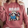 Animals Raccoon Reading Book Librarian Across America Kids Comfort Colors Sweatshirt Orchid