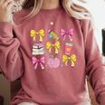 Apple Coquette Bow Books First Day Of School Back To School Comfort Colors Sweatshirt Orchid Apple Coquette Bow Books First Day Of School Back To School Comfort Colors Sweatshirt Orchid