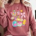 Apple Disco Pencil Books Bow Teacher Student Back To School Comfort Colors Sweatshirt Orchid