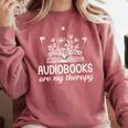 Audiobooks Are My Therapy Book Lover Women Comfort Colors Sweatshirt Orchid