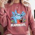 Axolotl Read Book Kawaii Reading Books For Men Women Comfort Colors Sweatshirt Orchid