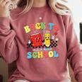 Back To School Checkered Book Pencil Groovy Teacher Student Comfort Colors Sweatshirt Orchid Back To School Checkered Book Pencil Groovy Teacher Student Comfort Colors Sweatshirt Orchid