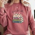 Barely Tolerable Book Lover Floral Quote Pride And Prejudice Comfort Colors Sweatshirt Orchid