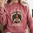 Batty About Books Reading Book Lover Men Women Distressed Comfort Colors Sweatshirt Orchid