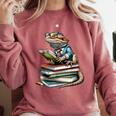 Bearded Dragon Reading Books Matching Bookworm Librarian Comfort Colors Sweatshirt Orchid