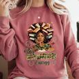 Big Cancer Energy Woman Camo Zodiac Book Teacher Comfort Colors Sweatshirt Orchid
