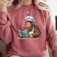 Bigfoot Reading a Cookbook Comfort Colors Sweatshirt Orchid