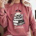 Boo Skeleton Skull Books Halloween Women School Teacher Kid Comfort Colors Sweatshirt Orchid Boo Skeleton Skull Books Halloween Women School Teacher Kid Comfort Colors Sweatshirt Orchid