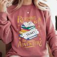 Book Adventure Library Student Teacher Book Comfort Colors Sweatshirt Orchid