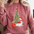 Book Christmas Tree Bookworm Gingerbread Man Snowman Reading Comfort Colors Sweatshirt Orchid
