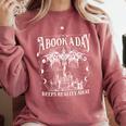 A Book A Day Dragon Bookish Book Club Fantasy Book Lover Comfort Colors Sweatshirt Orchid
