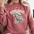 Book Dinosaur Bookworm T-Rex Dino Reading Books Book Comfort Colors Sweatshirt Orchid