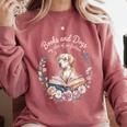 Book And Dog Lover Reading Humor Librarian Comfort Colors Sweatshirt Orchid
