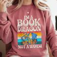 Im a Book Dragon Not a Worm Dragon Comfort Colors Sweatshirt Orchid