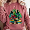 Book Dragon Reading Books Comfort Colors Sweatshirt Orchid