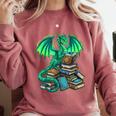 Book Dragon Reading Fantasy Comfort Colors Sweatshirt Orchid