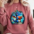Book Dragon Reading Lover Comfort Colors Sweatshirt Orchid