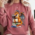 Book Dragon Reading Book Lover Comfort Colors Sweatshirt Orchid