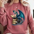Book Lover Bookworm Reading Books Dragon Sci-Fi Character Comfort Colors Sweatshirt Orchid