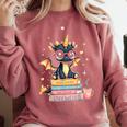 Book Lover Chibi Dragon With Big Red Glasses Bookworm Comfort Colors Sweatshirt Orchid