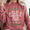 Book Lover Christmas Reader Ugly Sweater Tee Xmas New Year Comfort Colors Sweatshirt Orchid