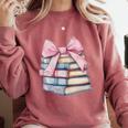 Book Lover Coquette Bow Pink Dainty Ribbon Cute Bookworm Comfort Colors Sweatshirt Orchid