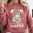 Book Lover Cute Cat Coffee Just 1 More Chapter Cozy Reading Comfort Colors Sweatshirt Orchid