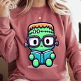 Book Lover Frankenstein's Monster With Reading Glasses Comfort Colors Sweatshirt Orchid Book Lover Frankenstein's Monster With Reading Glasses Comfort Colors Sweatshirt Orchid