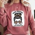 Book Lover What Happens At Book Club Stays Messy Bun Girls Comfort Colors Sweatshirt Orchid