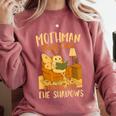 Book Lover Moth Mothman Book Club Reading Into Shadows Comfort Colors Sweatshirt Orchid