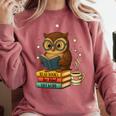 Book Lover Owl Reading Bookish Library Read Books Be Kind Comfort Colors Sweatshirt Orchid