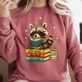 Book Lover Racoon Reading Bookish Library Read Books Be Kind Comfort Colors Sweatshirt Orchid