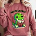 Book Lover Reading Dinosaur Readosaurus Library Comfort Colors Sweatshirt Orchid