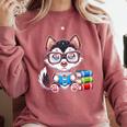 Book Lover Reading Husky Dog Comfort Colors Sweatshirt Orchid
