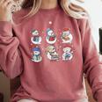 Book Lover Teacher Snowman Reading Books Christmas Winter Comfort Colors Sweatshirt Orchid