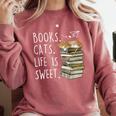 Book Lovers Books Cats Life Is Sweet Cat Lovers Comfort Colors Sweatshirt Orchid Book Lovers Books Cats Life Is Sweet Cat Lovers Comfort Colors Sweatshirt Orchid