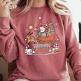 Book Lovers Winter Sleighing Through Stories Tee Premium Tri-Blend Comfort Colors Sweatshirt Orchid