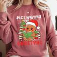 Book Reading Just Waiting For Christmas Gingerbread Comfort Colors Sweatshirt Orchid Book Reading Just Waiting For Christmas Gingerbread Comfort Colors Sweatshirt Orchid