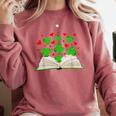 Book With Shamrocks Librarian Saint Patrick's Day Kids Comfort Colors Sweatshirt Orchid