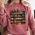 Book Book Shelves Library Comfort Colors Sweatshirt Orchid