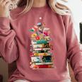 Book Stack With Flowers Reading Lover Bookish Comfort Colors Sweatshirt Orchid